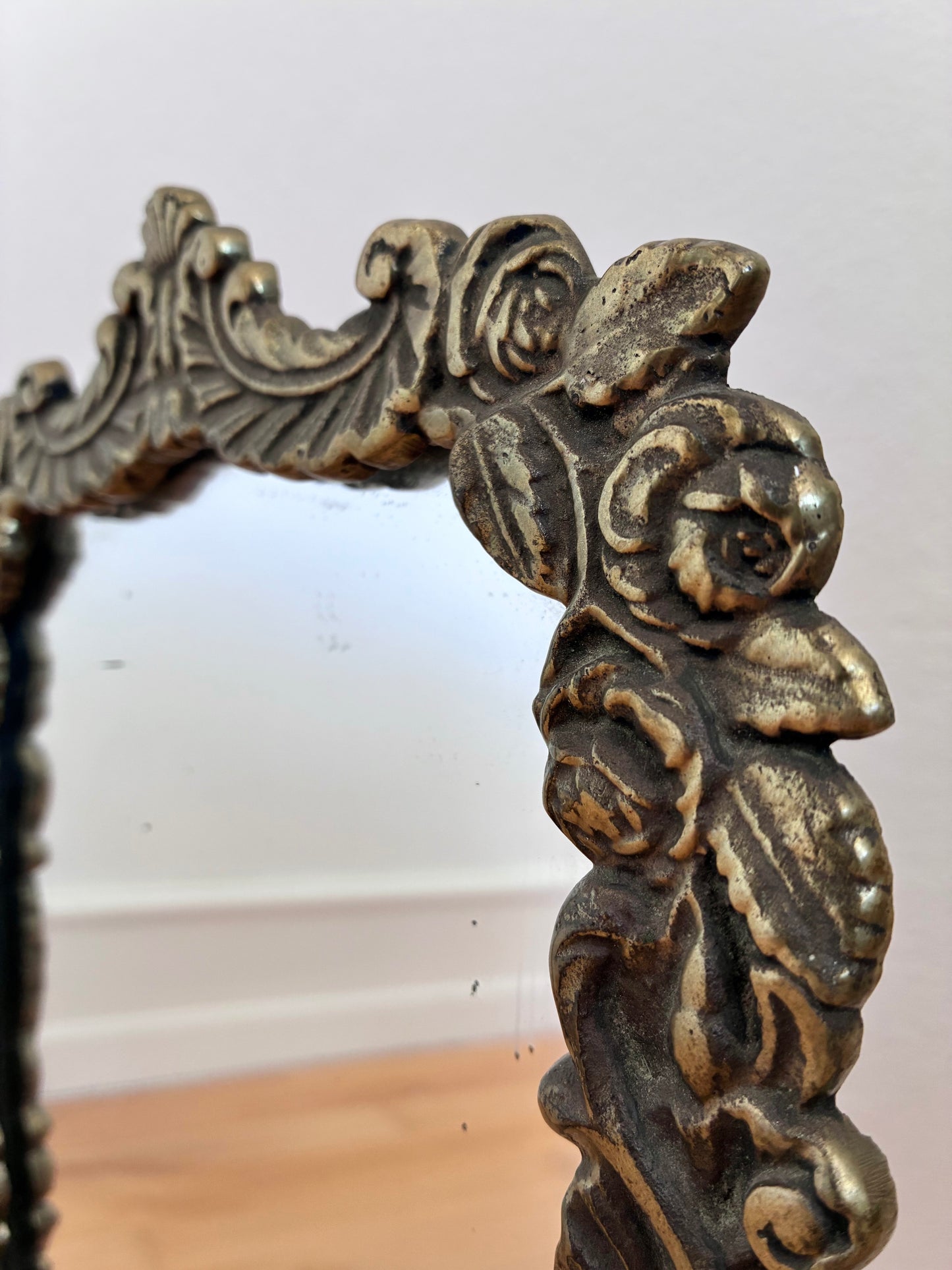 Vintage Rococo Revival Vanity Mirror in Cast Metal, Mid-20th Century