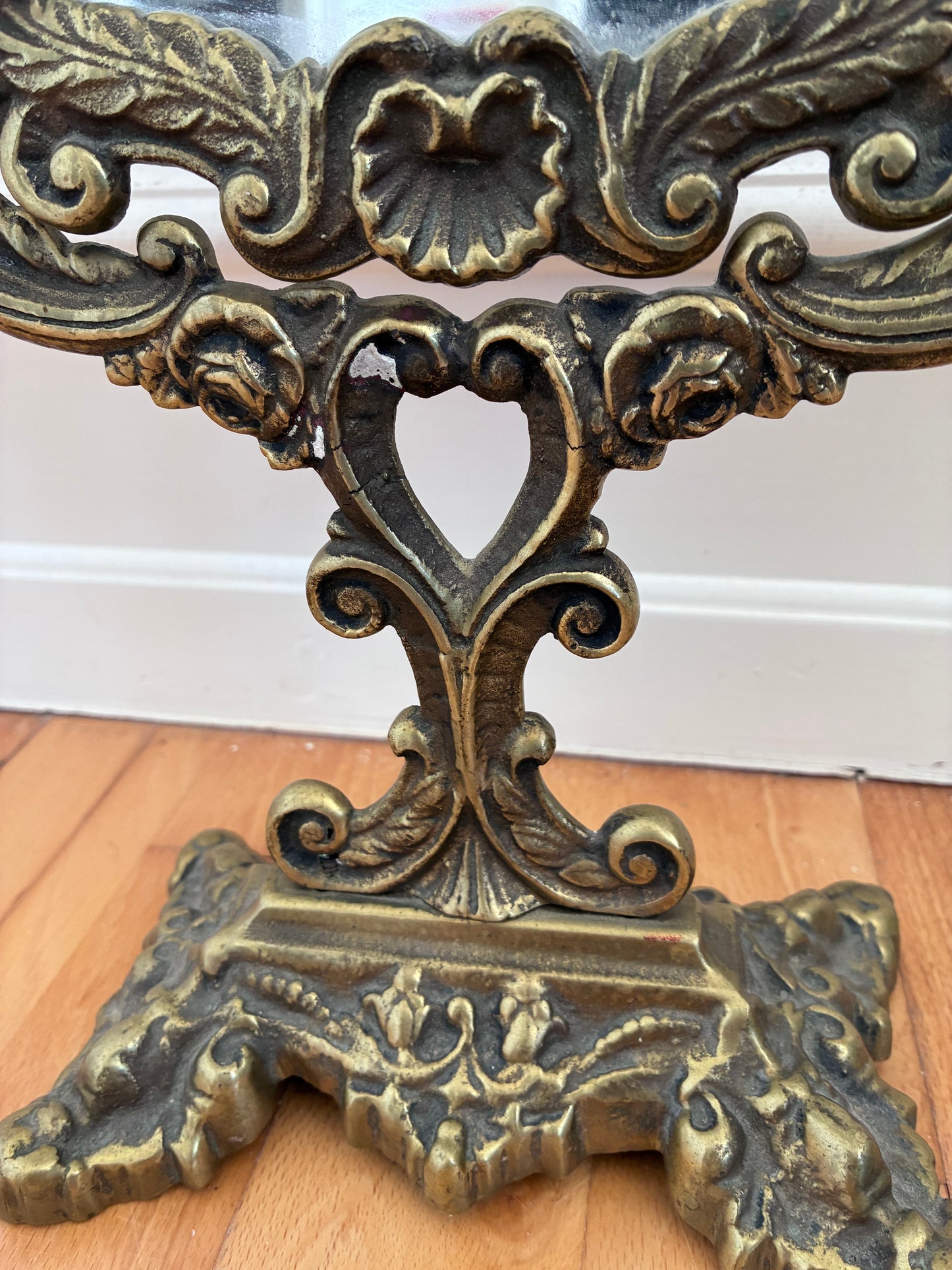 Vintage Rococo Revival Vanity Mirror in Cast Metal, Mid-20th Century