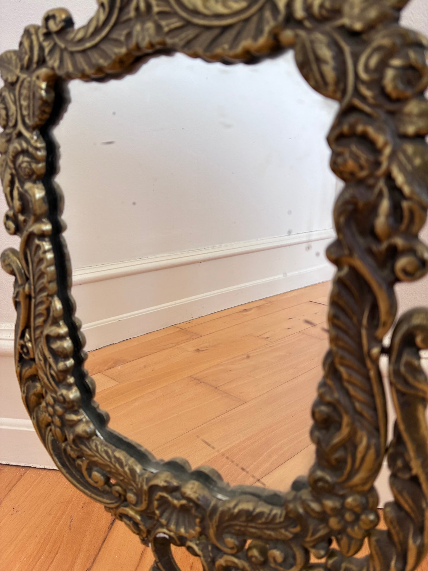 Vintage Rococo Revival Vanity Mirror in Cast Metal, Mid-20th Century
