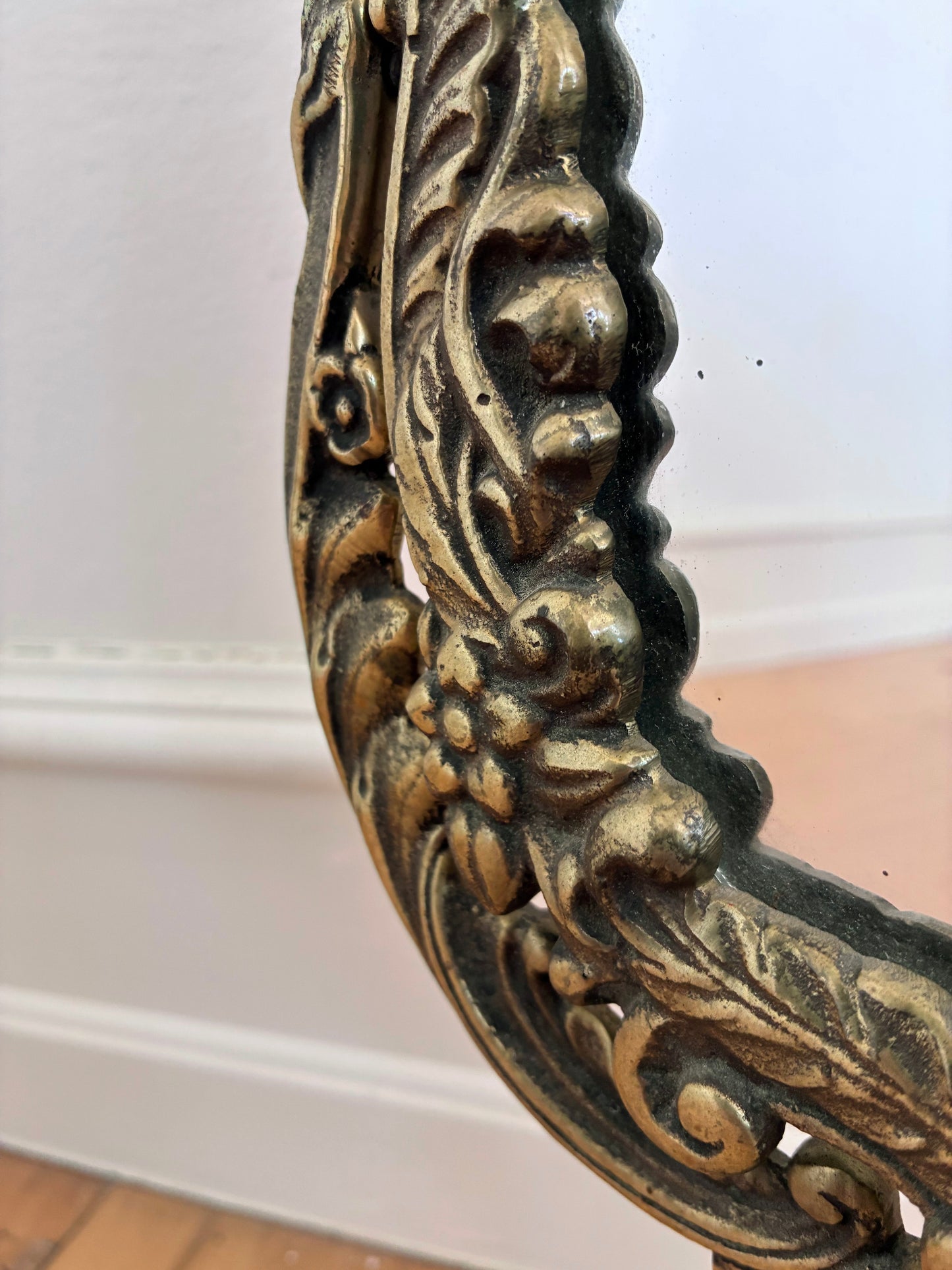 Vintage Rococo Revival Vanity Mirror in Cast Metal, Mid-20th Century