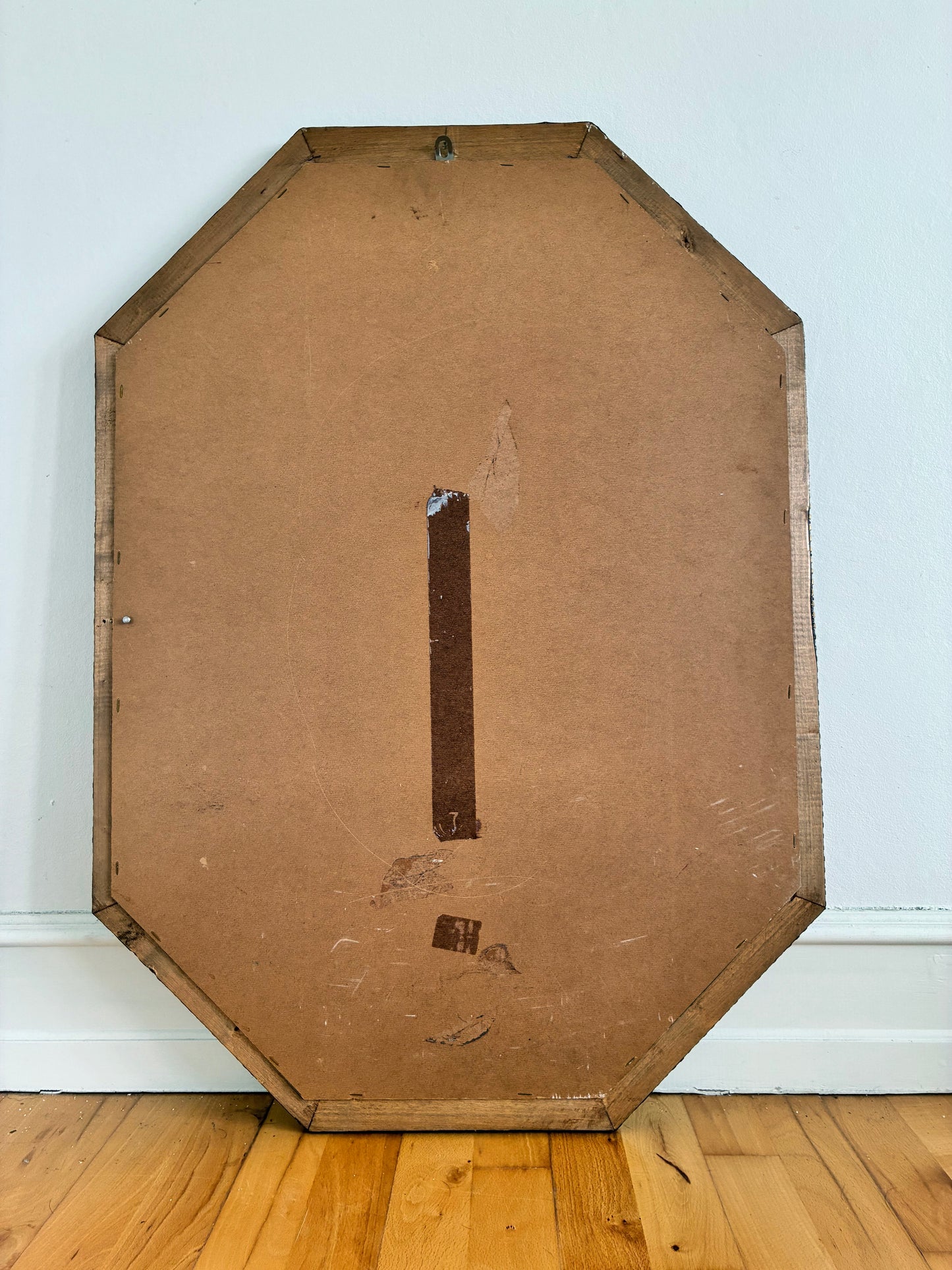 Vintage Spanish Venetian-Style Wall Mirror, Octagonal Brass, 1980s Hollywood Regency