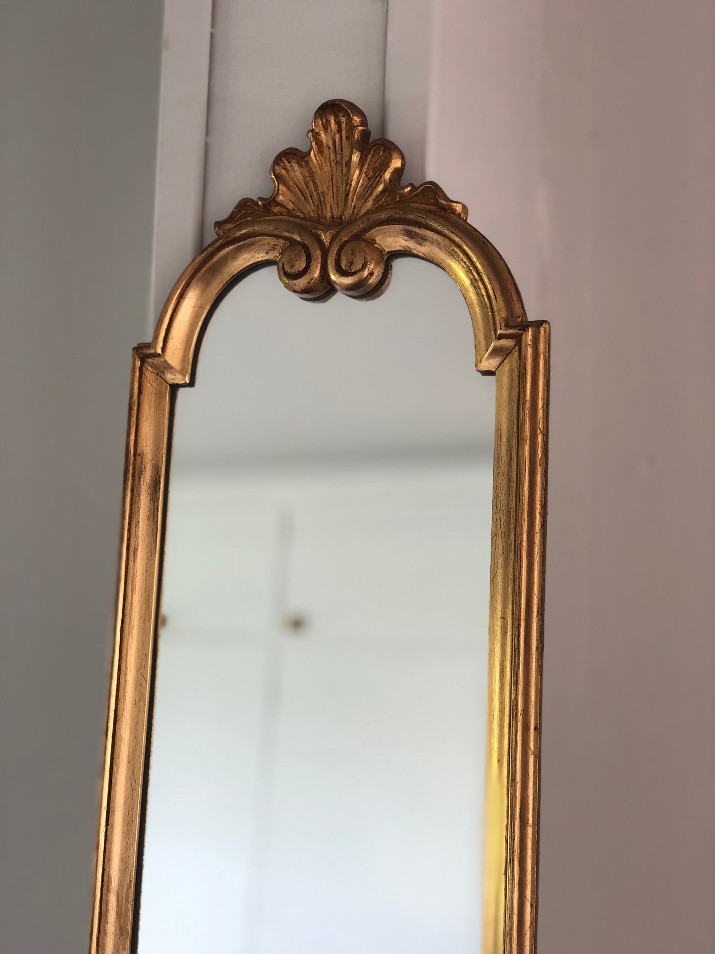 Vintage Deknudt Full Length Crested Mirror Hollywood Regency Belgium