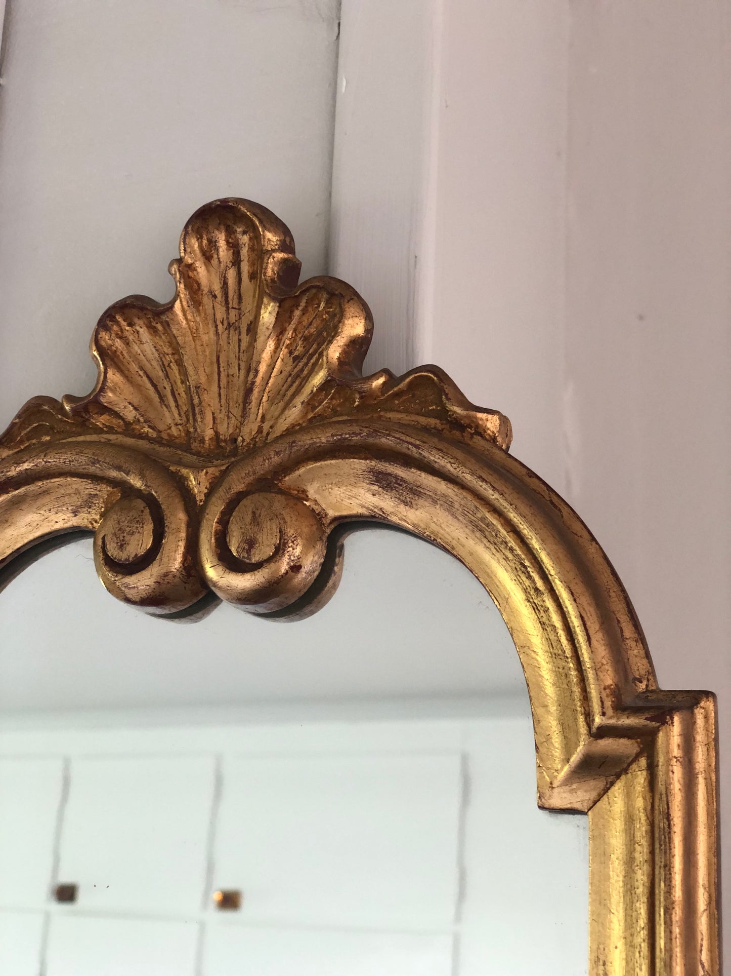 Vintage Deknudt Full Length Crested Mirror Hollywood Regency Belgium