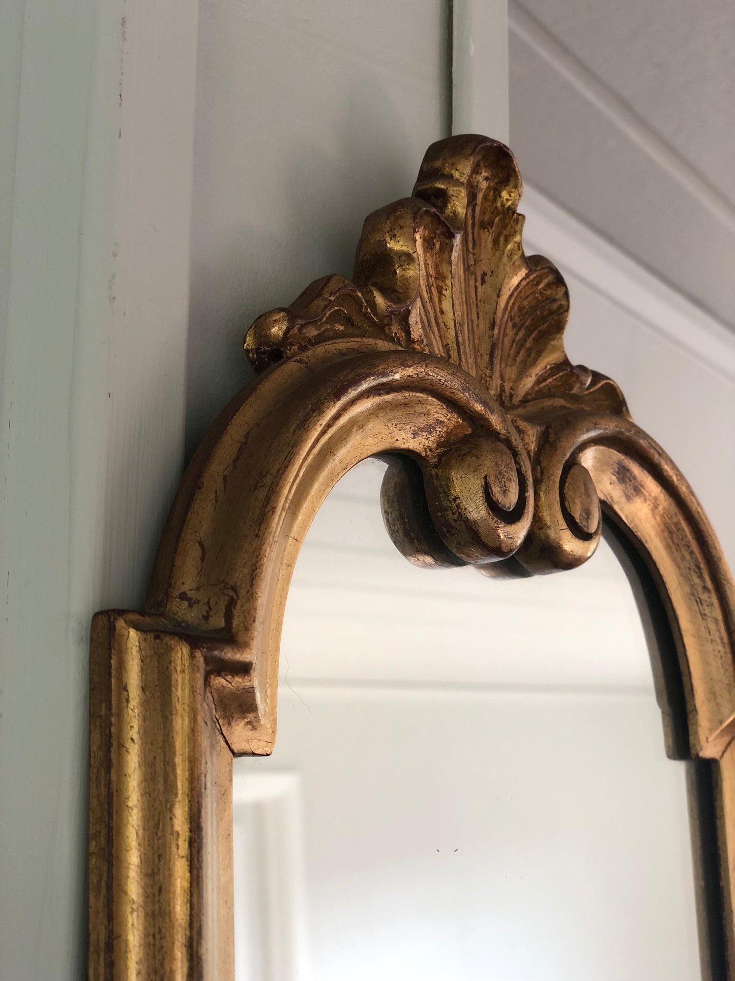 Vintage Deknudt Full Length Crested Mirror Hollywood Regency Belgium