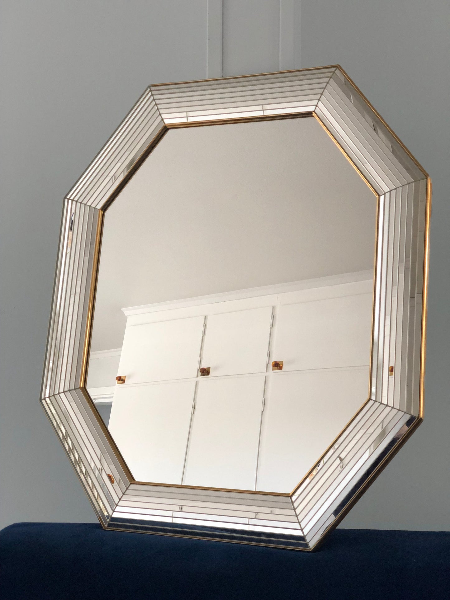 Vintage Deknudt Mirror Hollywood Regency in Silver and Gold 1980s