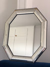 Vintage Deknudt Octagon Mirror Hollywood Regency in Silver and Black 1980s