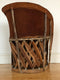 Vintage Folk Art Equipale Leather Ostrich Chair Mexico 1970s