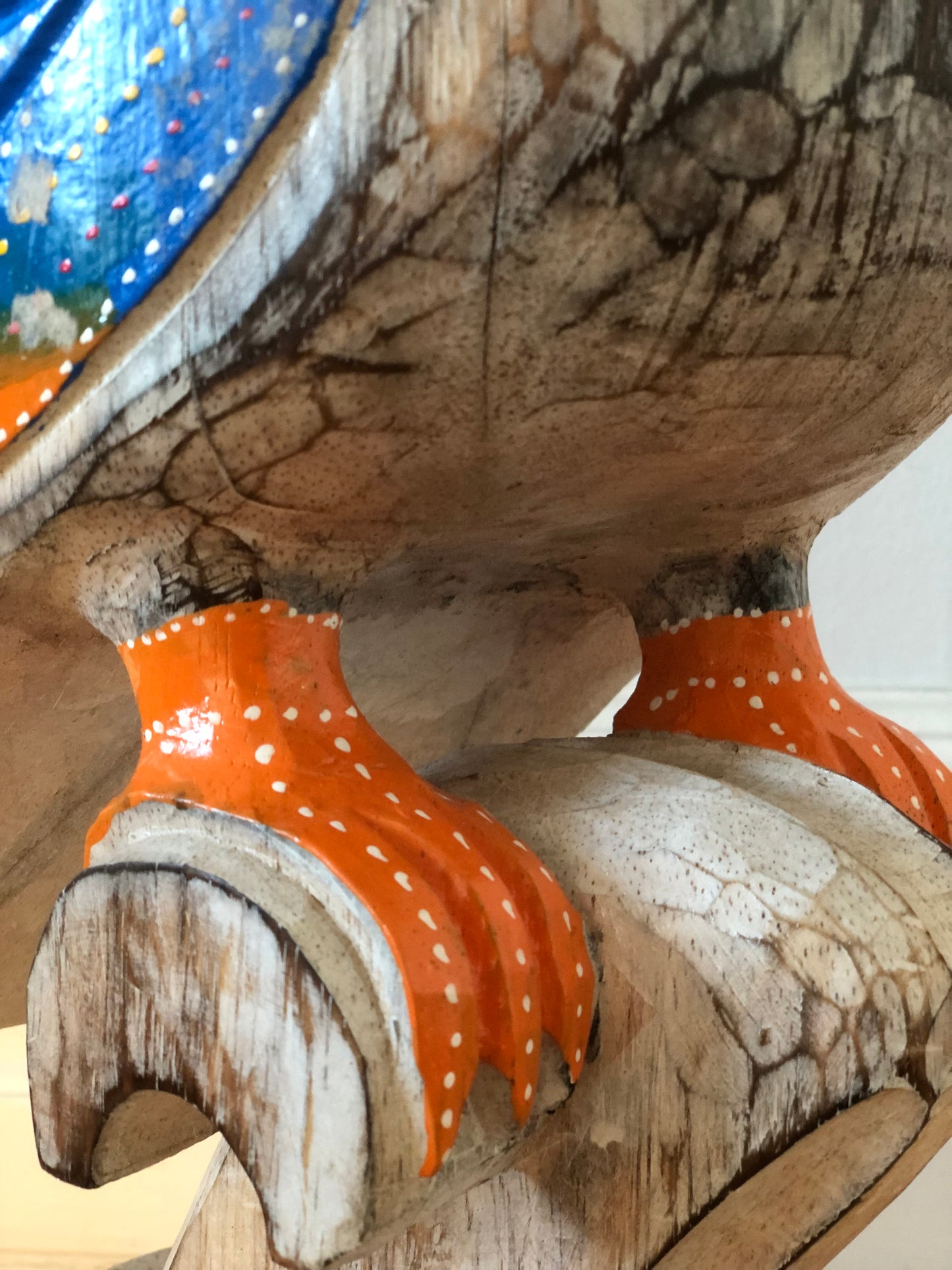 Vintage Hand Carved Wooden Owl Sculpture Portugal