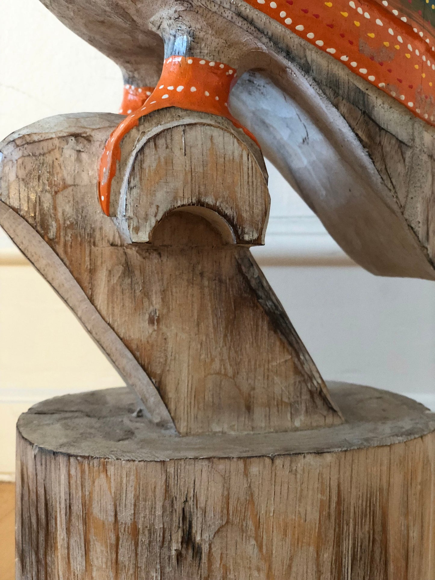 Vintage Hand Carved Wooden Owl Sculpture Portugal