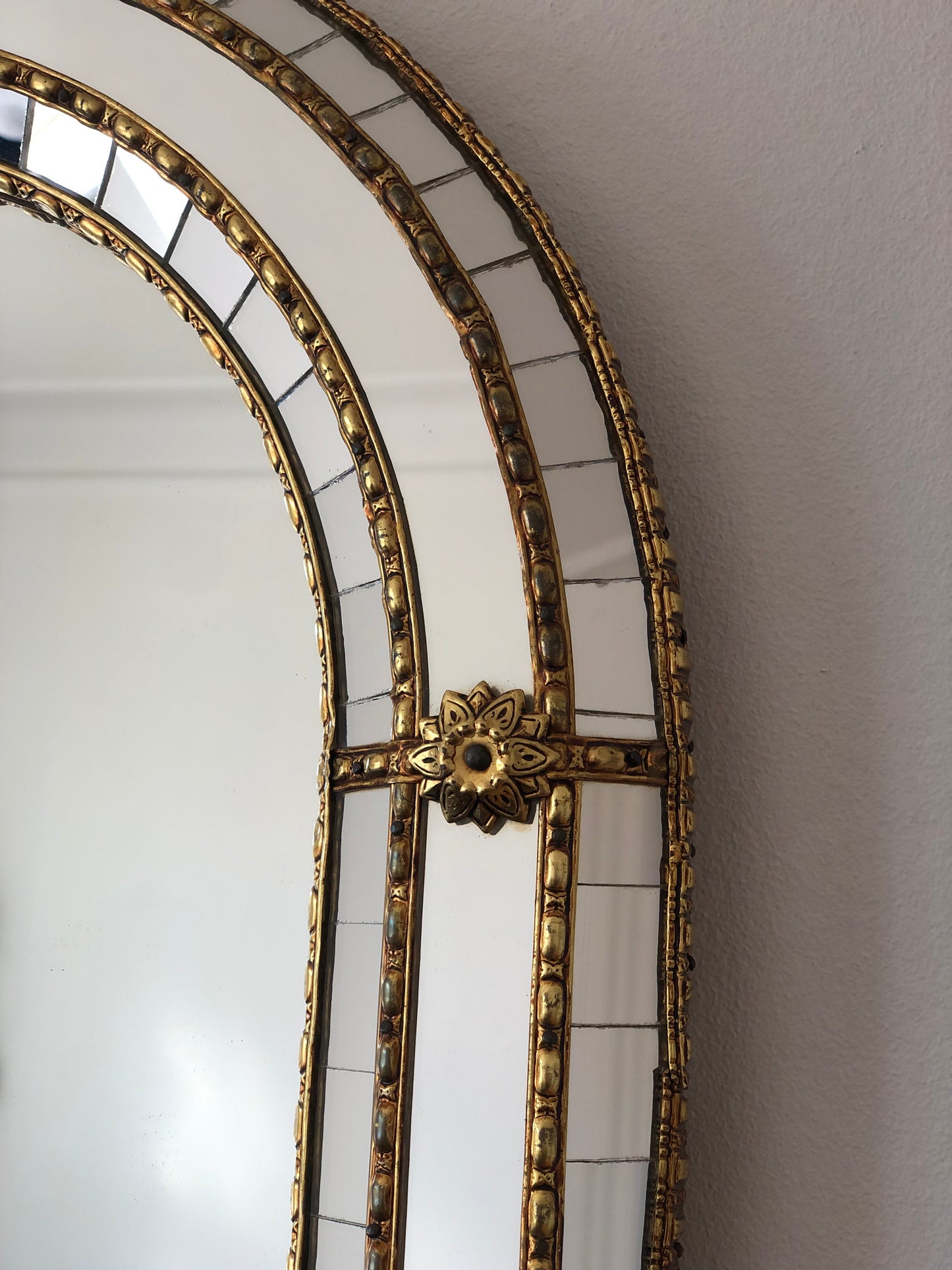 Vintage Venetian Full Length Mirror Hollywood Regency in Gold Spain 1990s