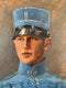 Early 20th Century Swedish Oil Painting of an Officer in Blue