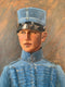 Early 20th Century Swedish Oil Painting of an Officer in Blue