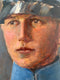 Early 20th Century Swedish Oil Painting of an Officer in Blue