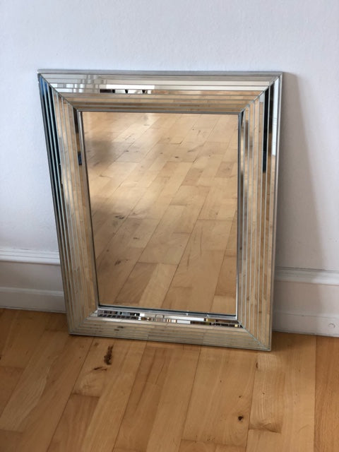 RESERVED Vintage Deknudt Rectangular Mirror in Silver Belgium 1980s