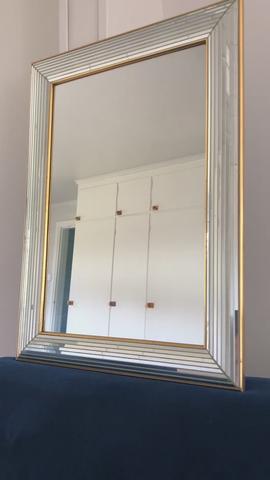 Vintage Deknudt Mirror Hollywood Regency in Silver and Gold 1980s