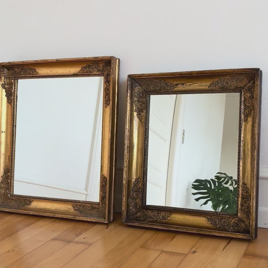 Pair of Antique French Giltwood Wall Mirrors, Late 19th Century