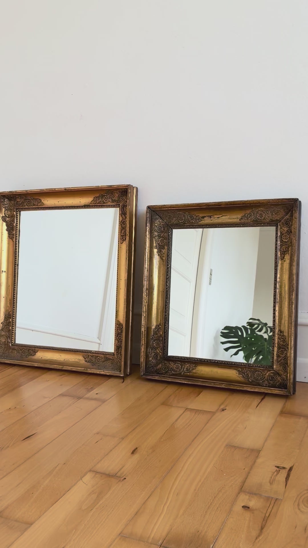 Pair of Antique French Giltwood Wall Mirrors, Late 19th Century