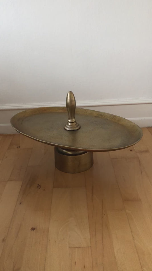 Vintage Gold Plated Oval Etagere in Brass France 1970s