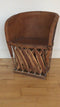 Vintage Folk Art Equipale Leather Ostrich Chair Mexico 1970s