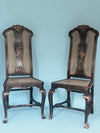 19th Century Chinoiserie Lacquered Antique Chair England Set of 2