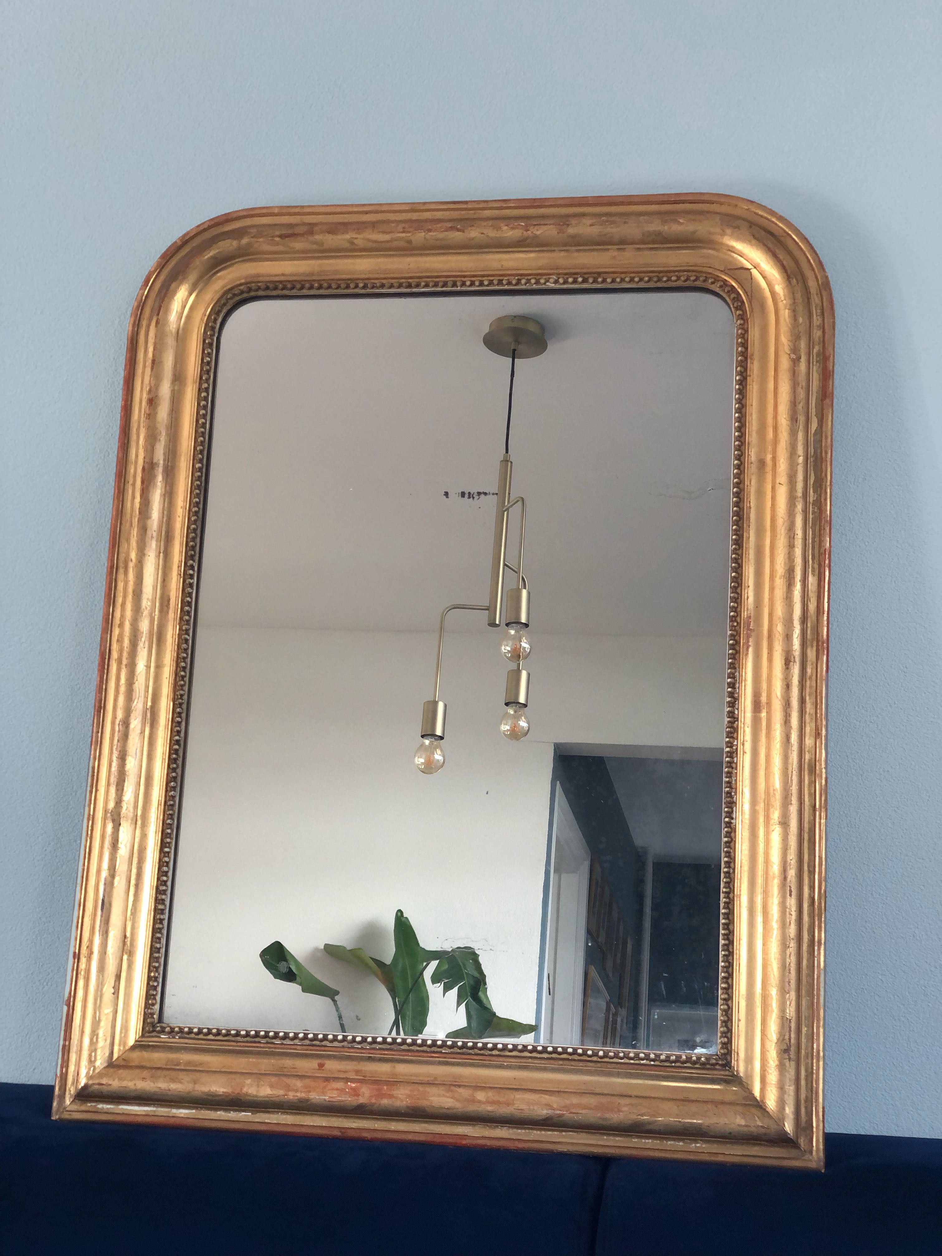 SOLD $495 .. antique Louis Philippe French gilt mirror 21.5” x 28