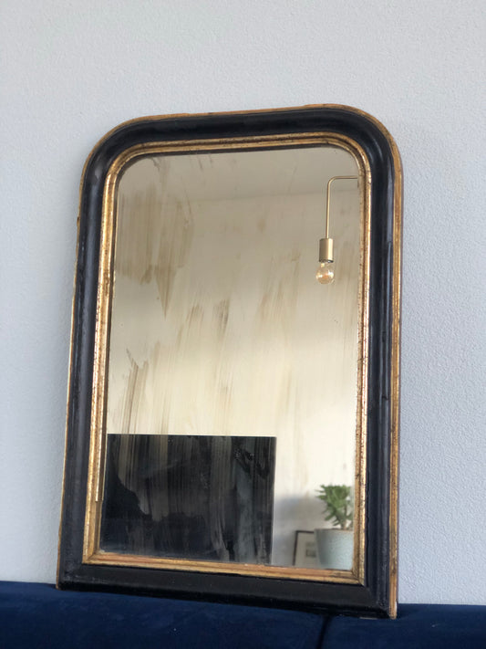 19th Century French Louis Philippe Mirror in Black and Gold