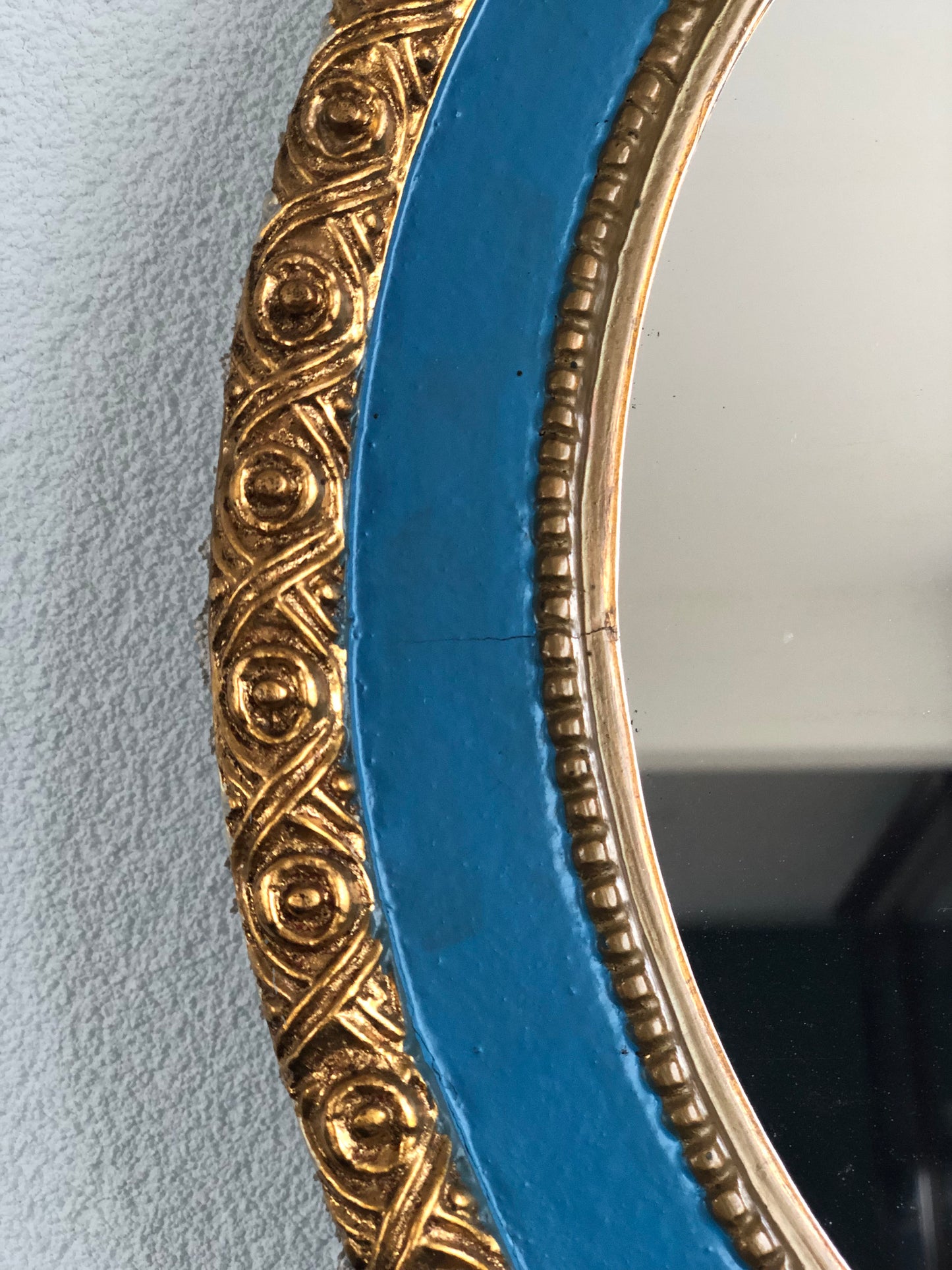 A Pair Louis XV Oval Giltwood Crested Mirror France 1900s