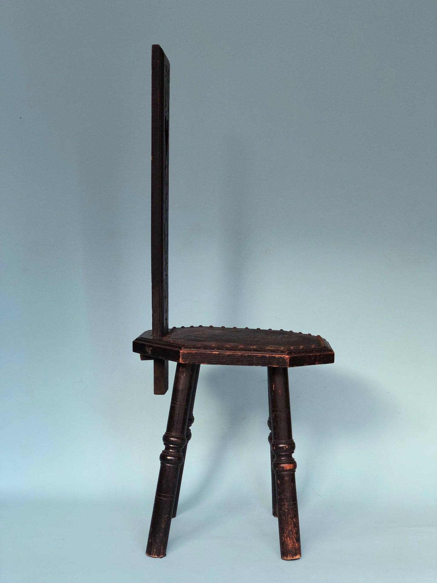 Antique Spinning Chair with Leather Scotland 19th Century