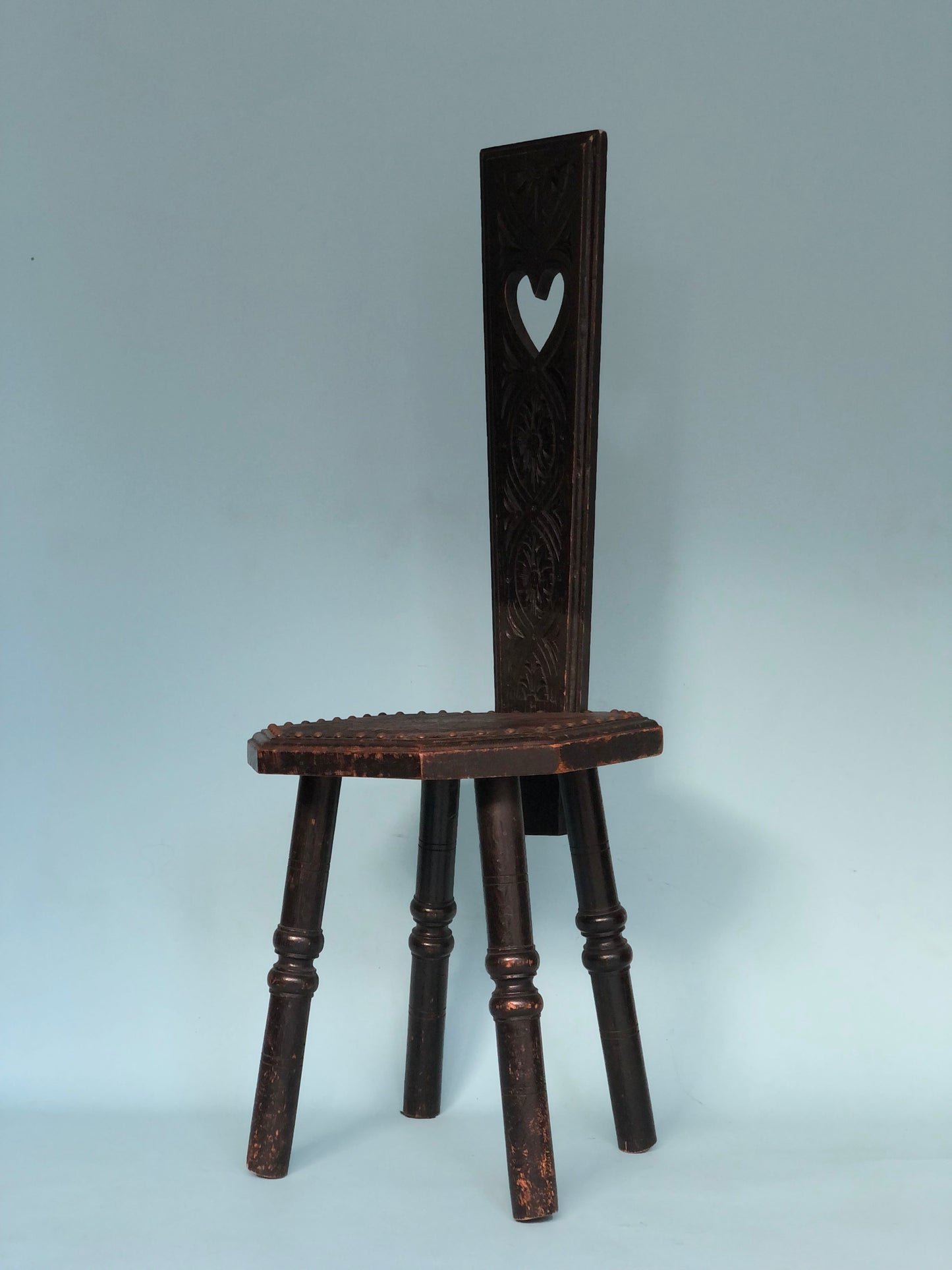 Antique Spinning Chair with Leather Scotland 19th Century