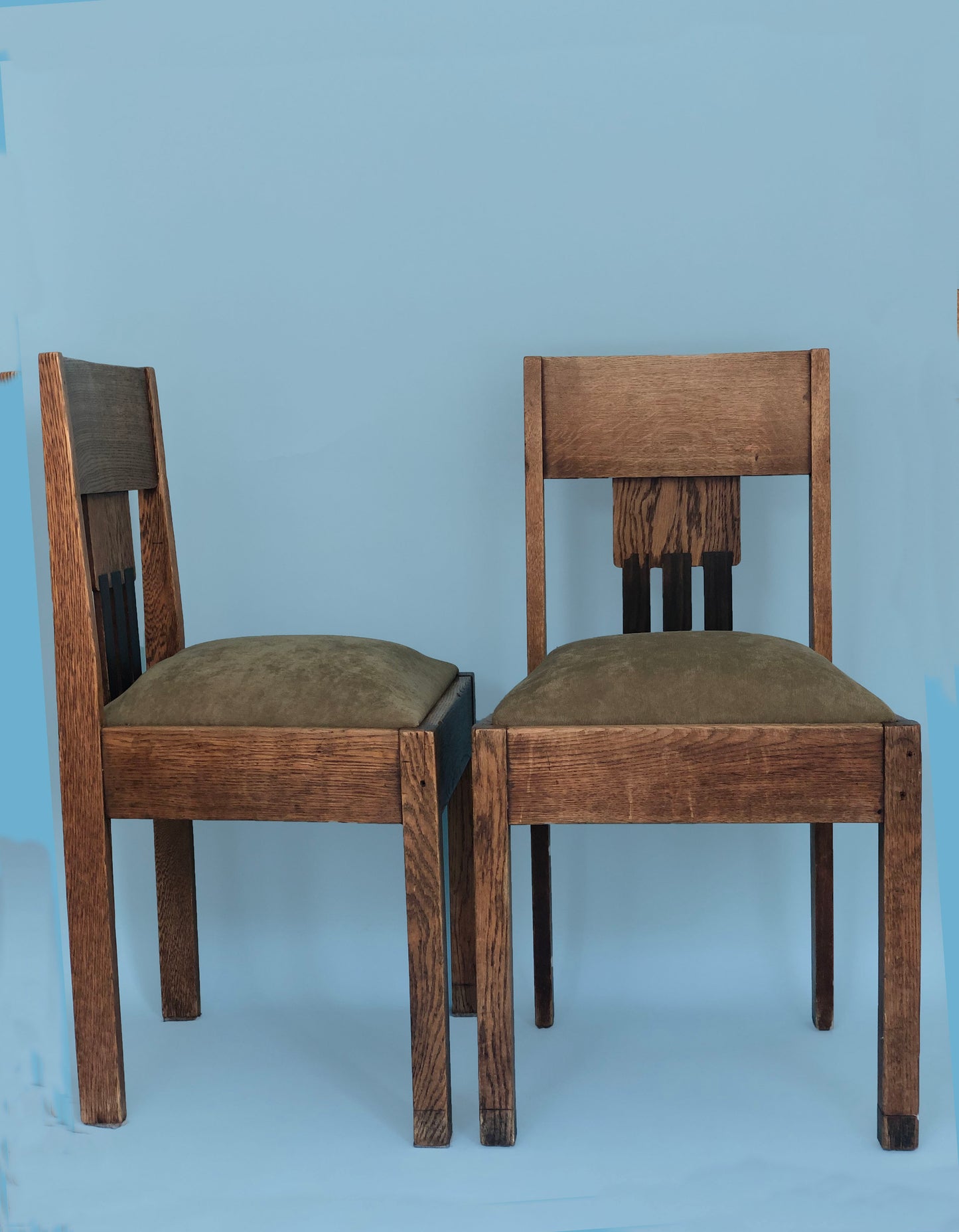 Oak Art Deco Amsterdam School Chairs 1920s. Set of 2