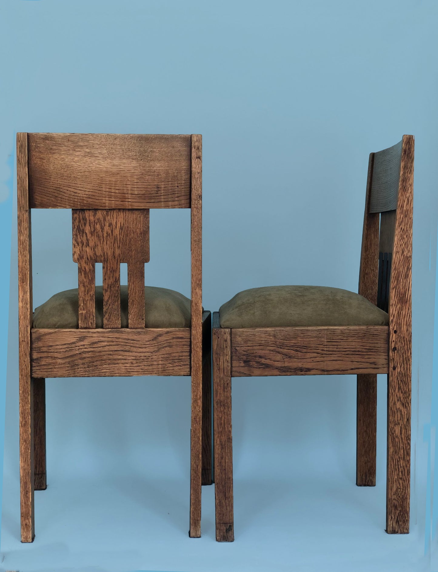 Oak Art Deco Amsterdam School Chairs 1920s. Set of 2