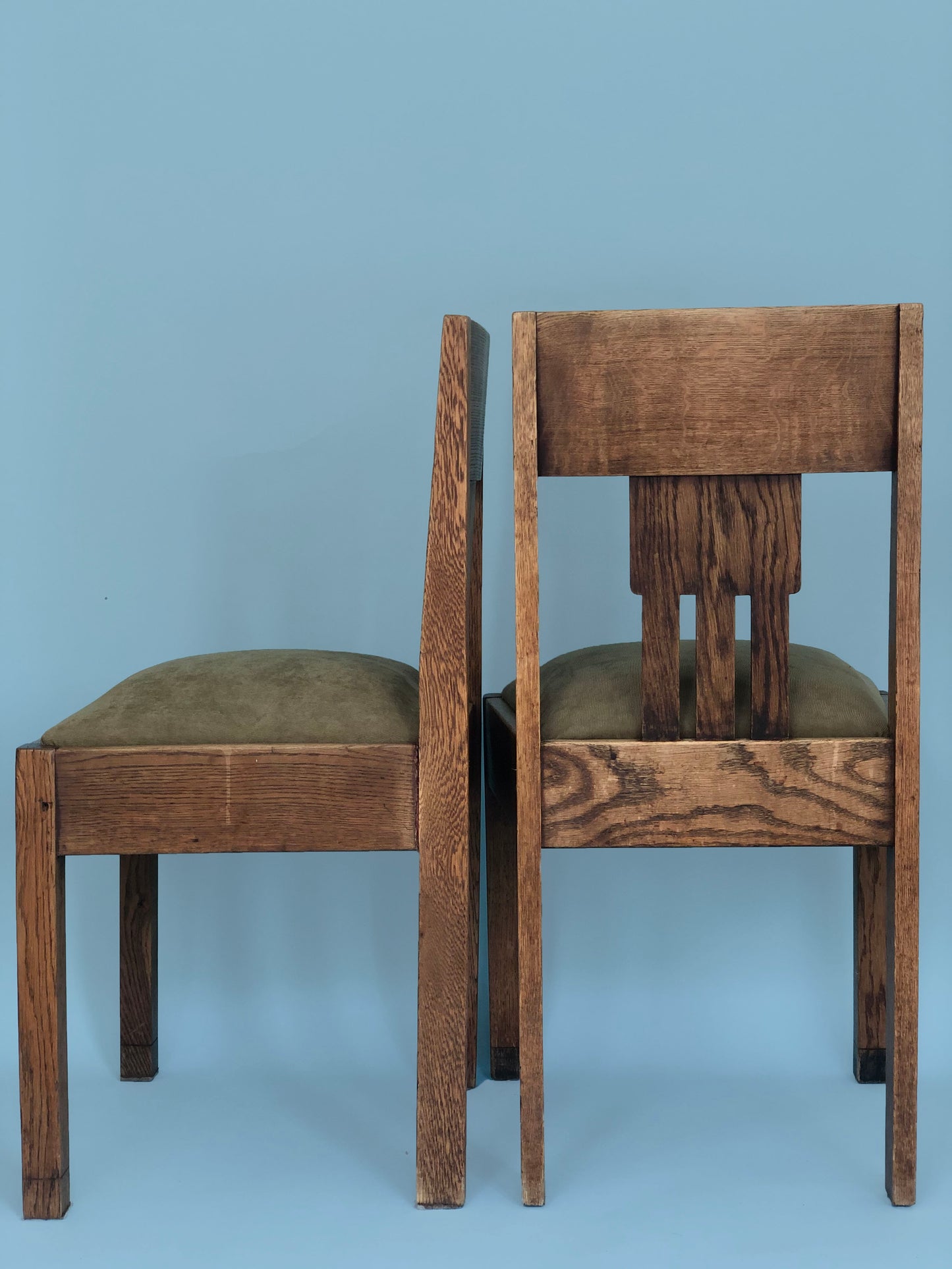 Oak Art Deco Amsterdam School Chairs 1920s. Set of 2