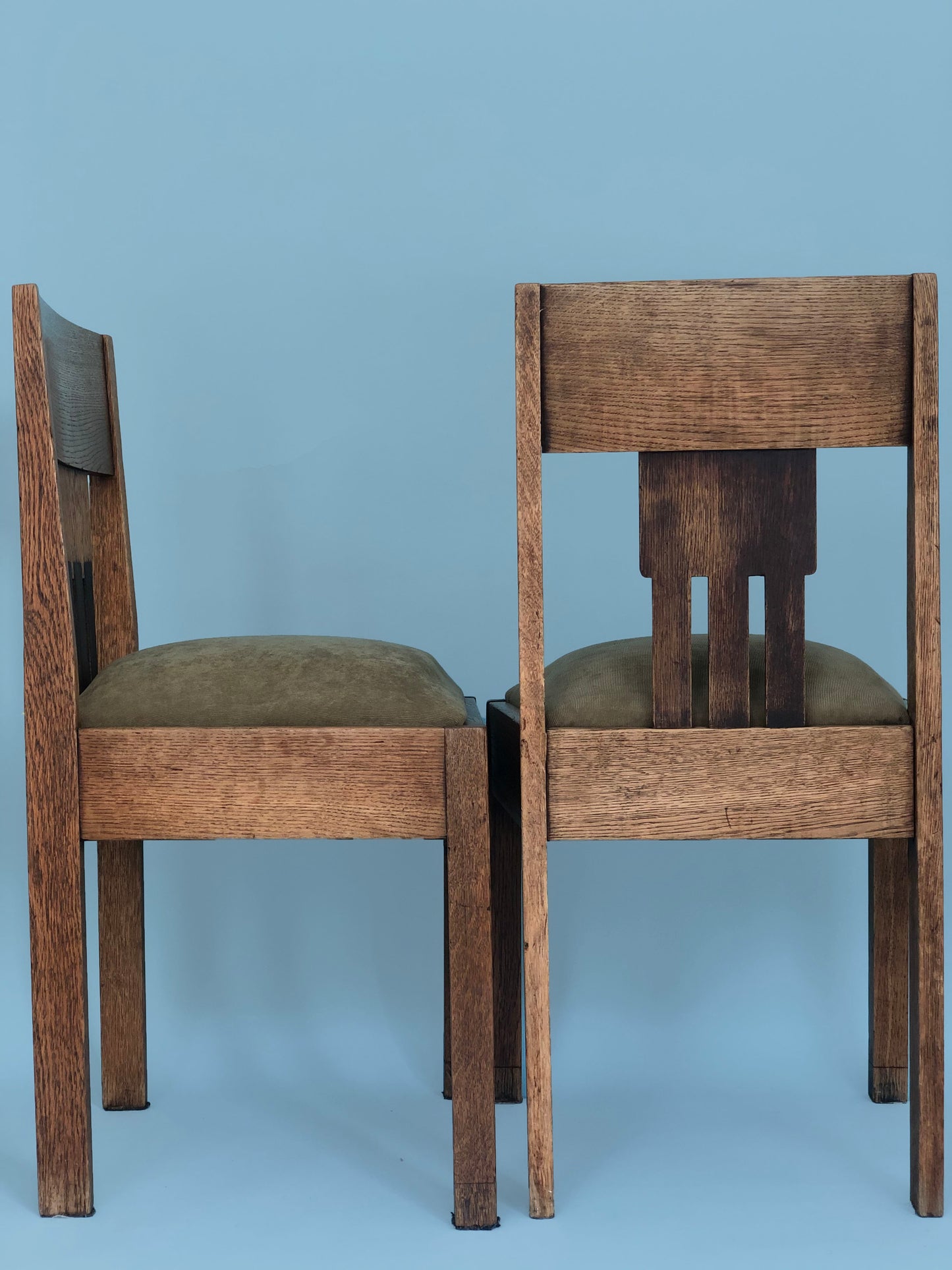 Oak Art Deco Amsterdam School Chairs 1920s. Set of 2