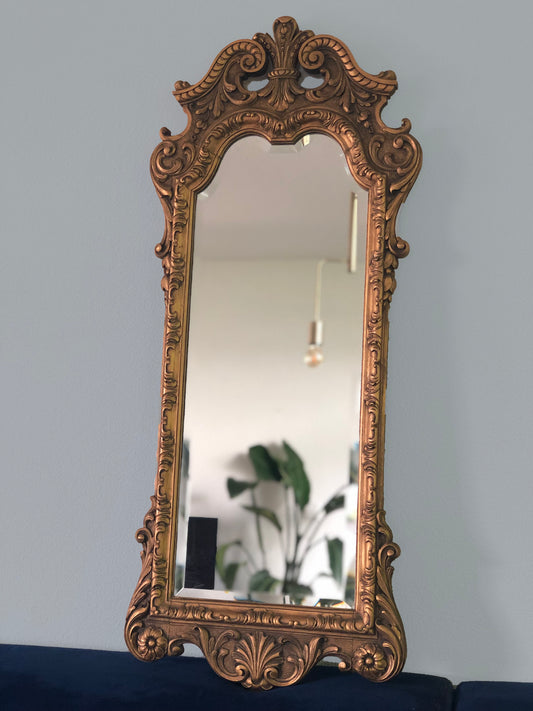 Art Deco Facet Cut Carved wooden Giltwood Penant Mirror