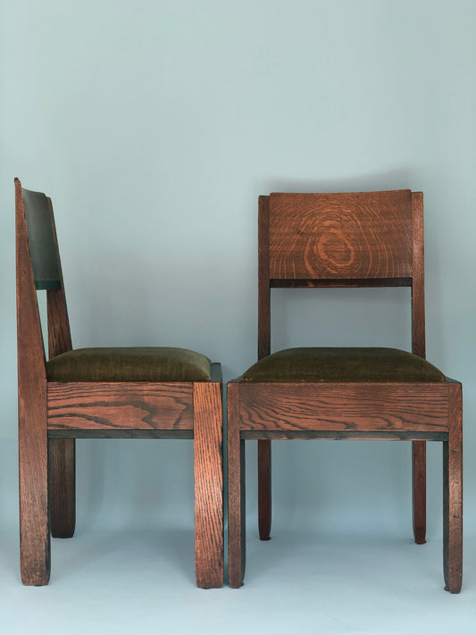 Art Deco Oak Dining Chairs By J.A. Muntendam For L.O.V. Oosterbeek 1920s. Set of 2