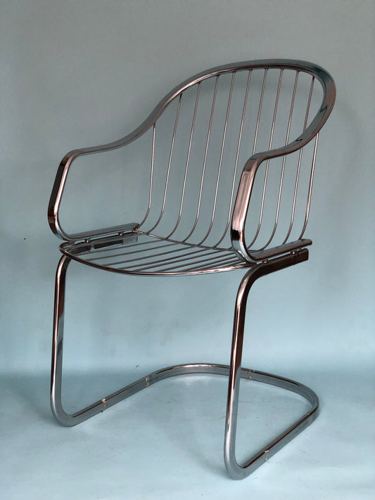 Chrome Vintage Armchair By Gastone Rinaldi For RIMA 1970s