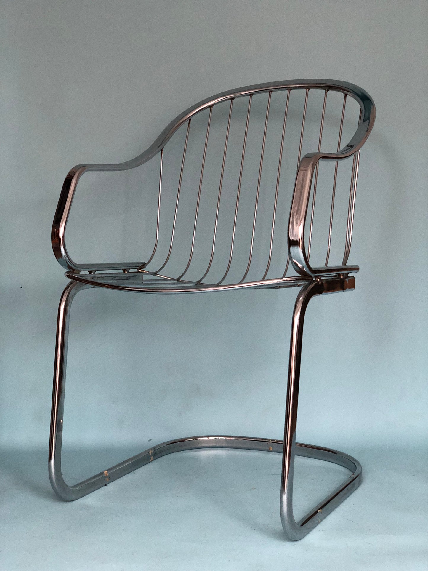 Chrome Vintage Armchair By Gastone Rinaldi For RIMA 1970s