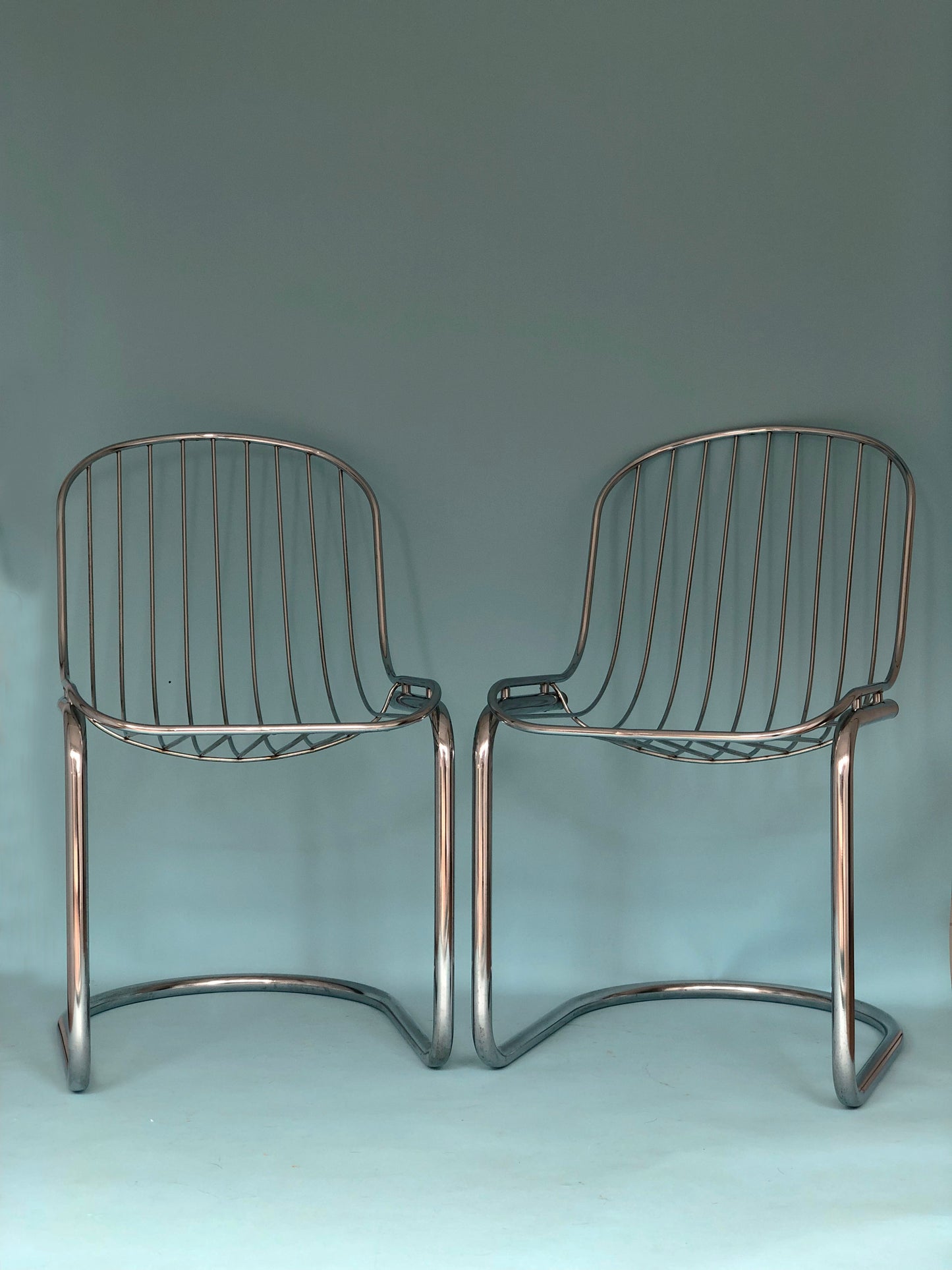 Chrome Vintage Dining Chairs By Gastone Rinaldi For RIMA Set Of 2