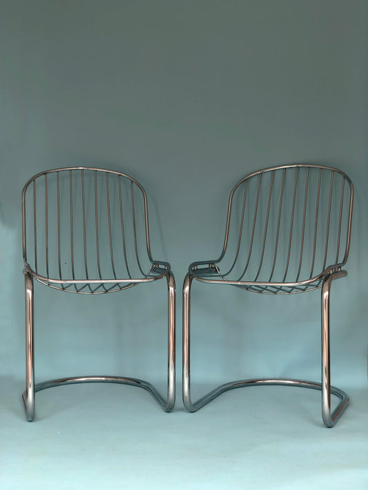 Chrome Vintage Dining Chairs By Gastone Rinaldi For RIMA Set Of 2