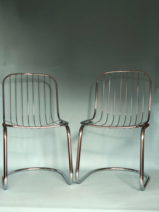 Chrome Vintage Dining Chairs By Gastone Rinaldi For RIMA Set Of 2