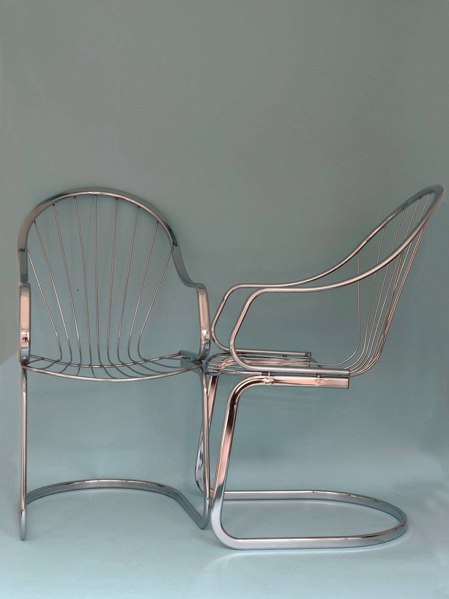 Chrome Vintage Dining Chairs By Willy Rizzo For Cidue Set Of 2