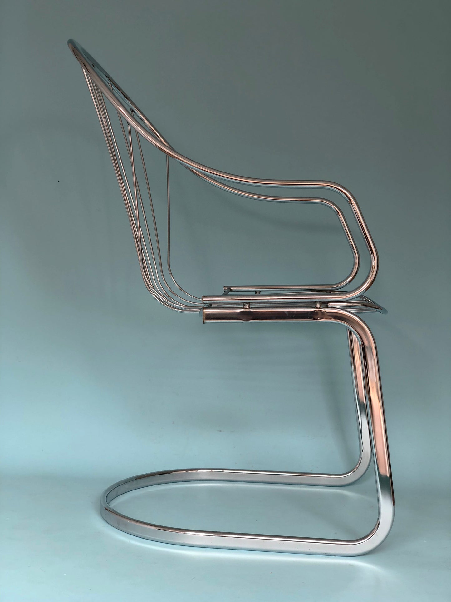 Chrome Vintage Dining Chairs By Willy Rizzo For Cidue Set Of 2
