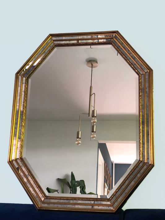 Deknudt Facet Cut Octagonal Gilded Mirror in an alloy 1970s