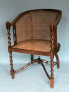 Edwardian Barley Twist Armchair With Cane Early 20th Century