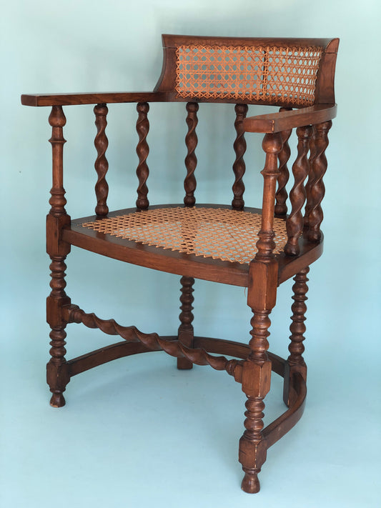 Edwardian Barley Twist Corner Chair With Cane 19th Century