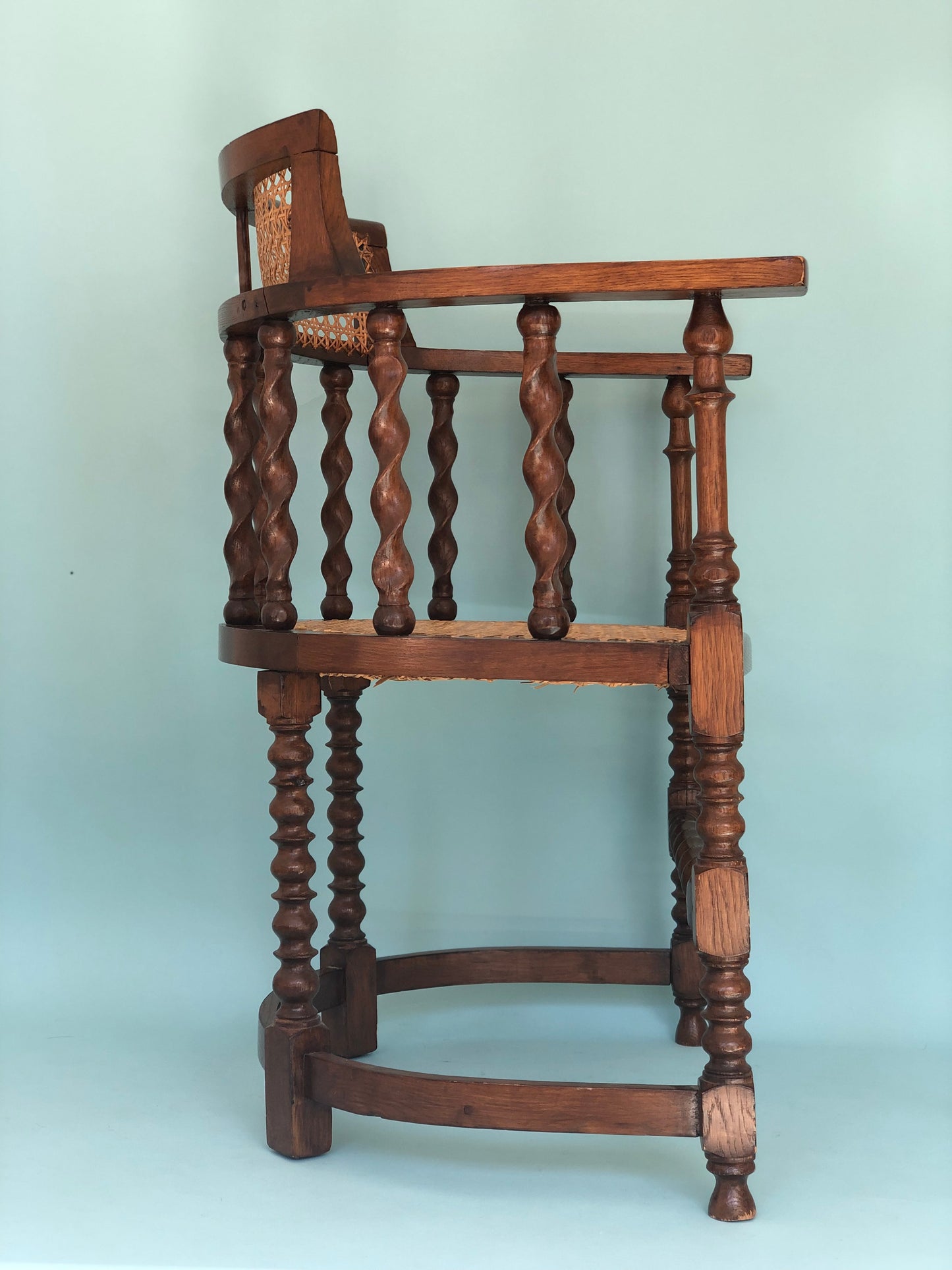 Edwardian Barley Twist Corner Chair With Cane 19th Century