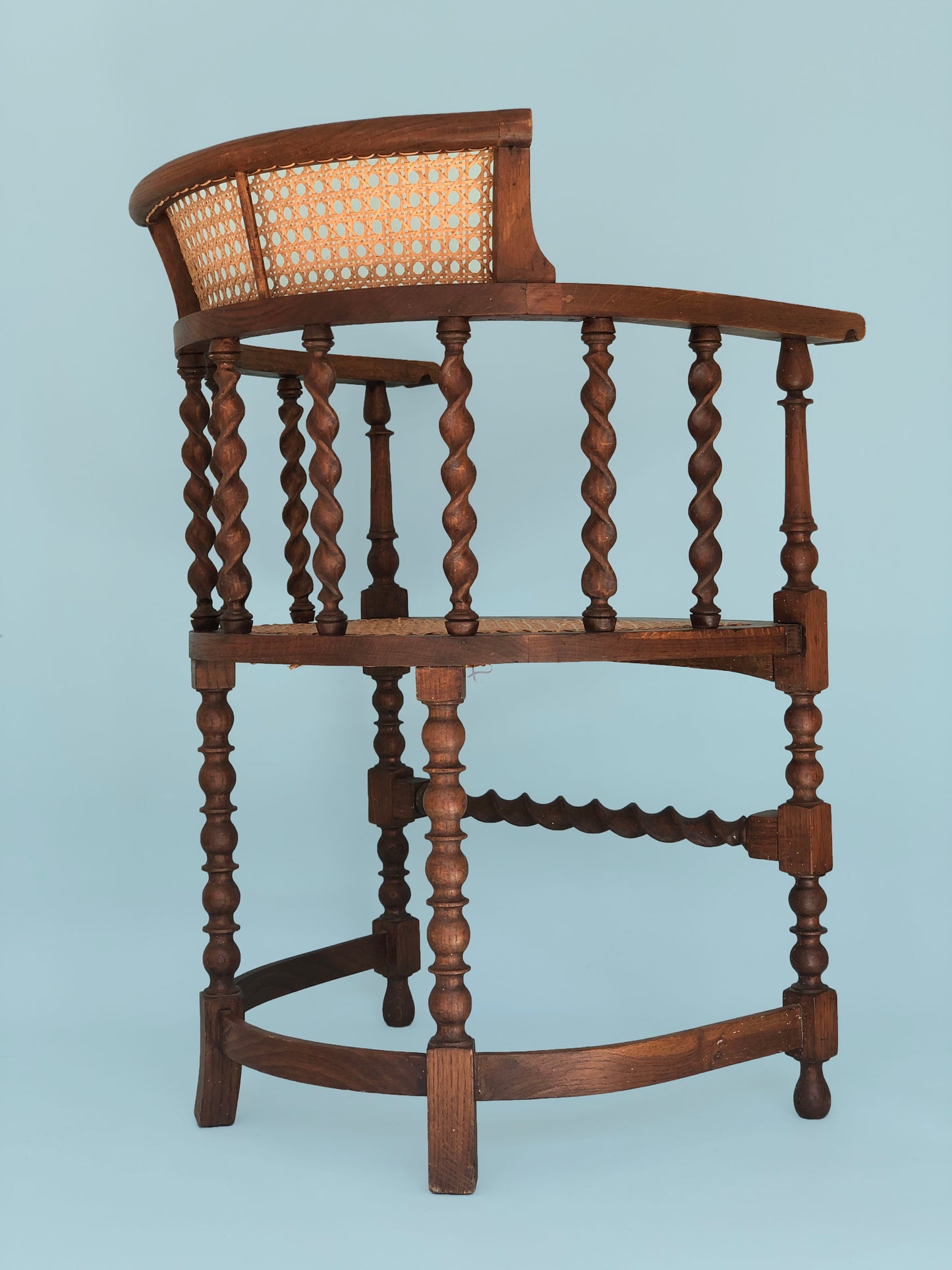 Edwardian Barley Twist Corner Chair With Cane 19th Century