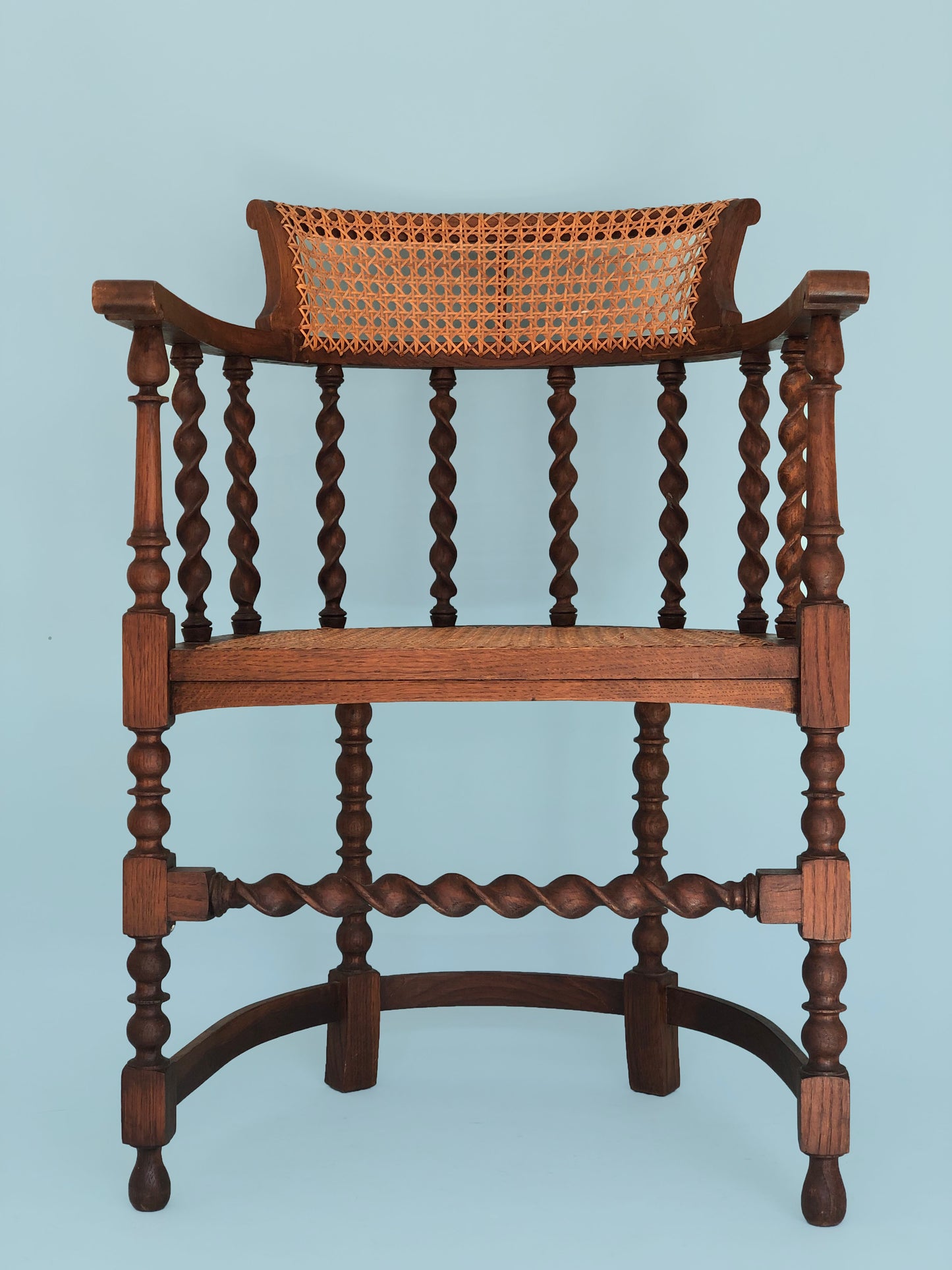 Edwardian Barley Twist Corner Chair With Cane 19th Century
