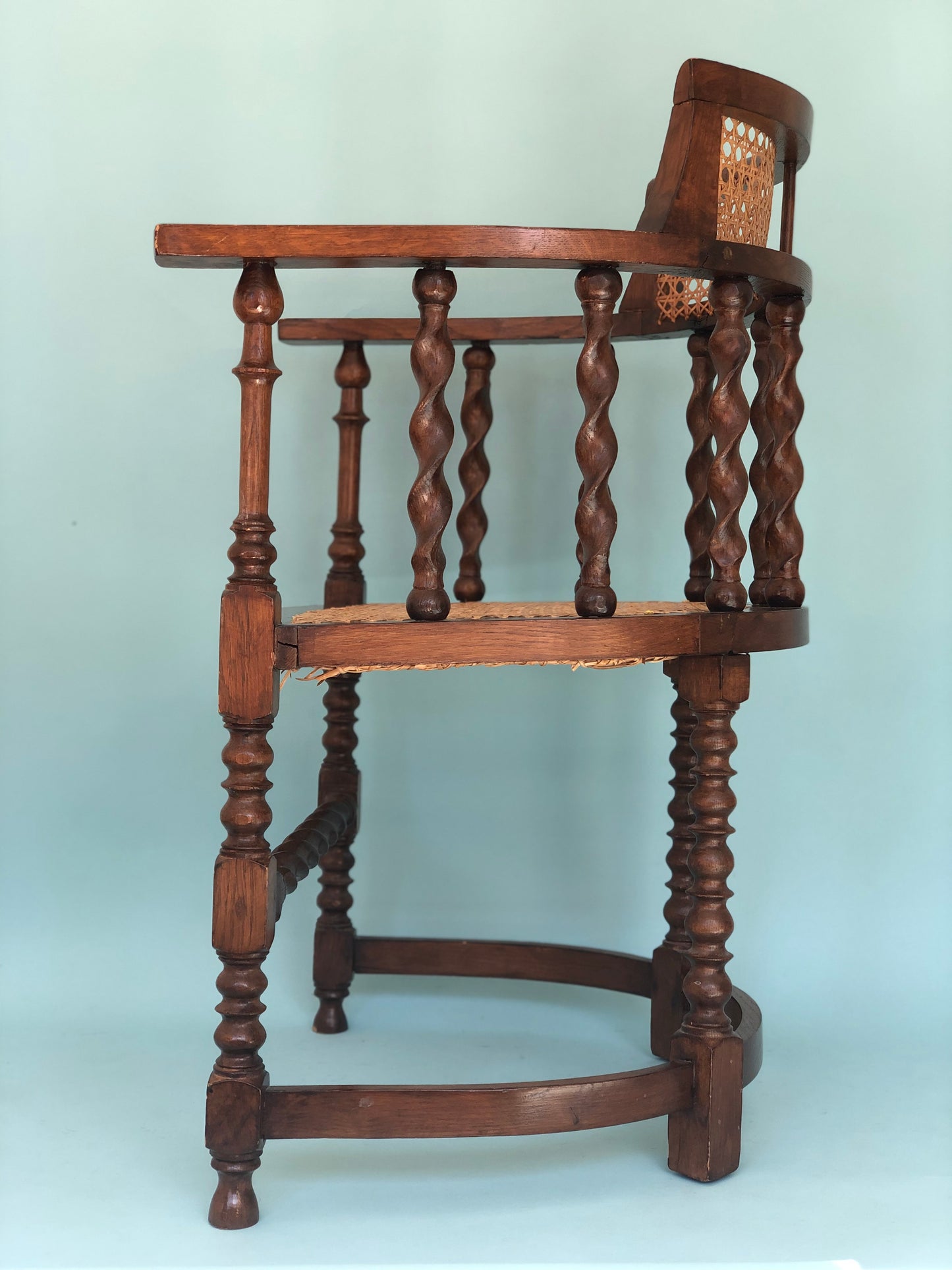 Edwardian Barley Twist Corner Chair With Cane 19th Century