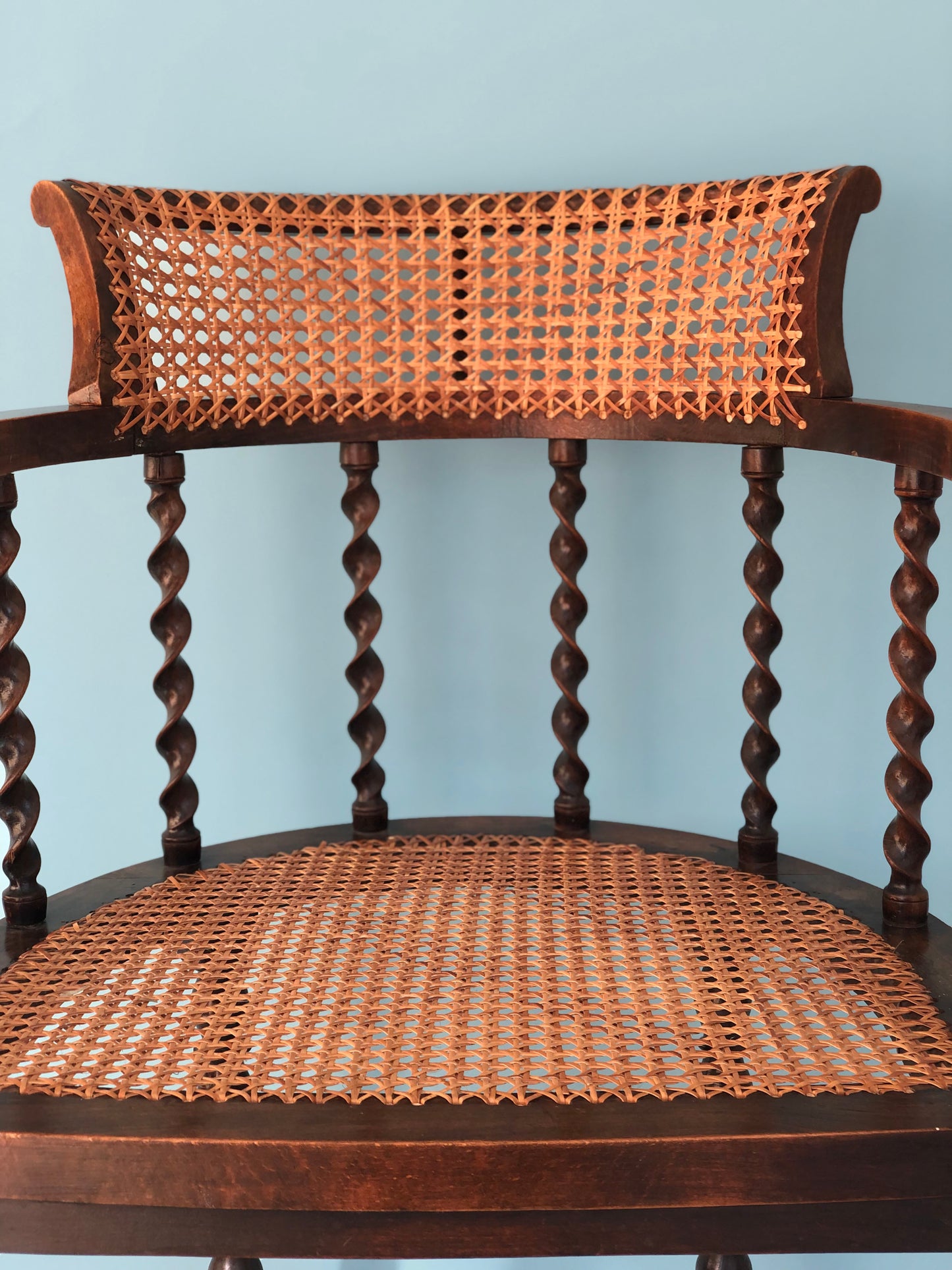 Edwardian Barley Twist Corner Chair With Cane 19th Century
